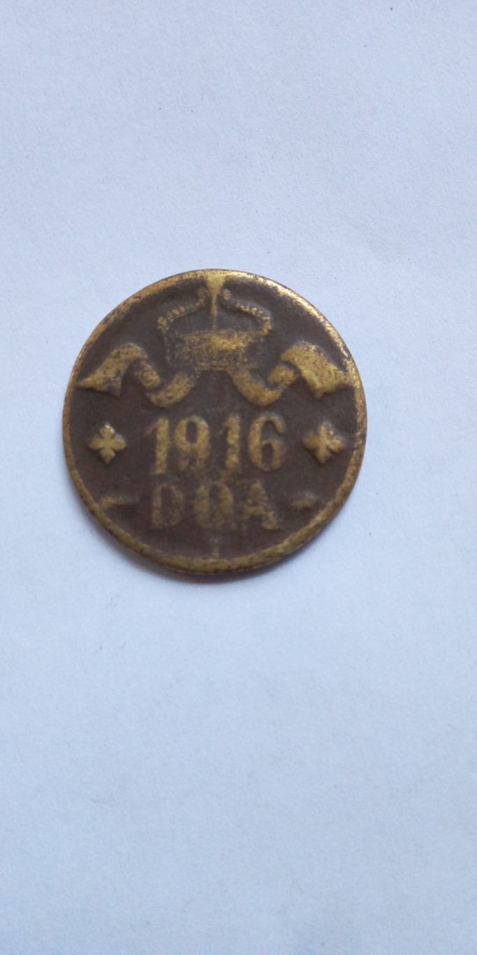 1916 Doa.T 20 HELLER GERMAN EAST AFRICA COLONIAL COIN.