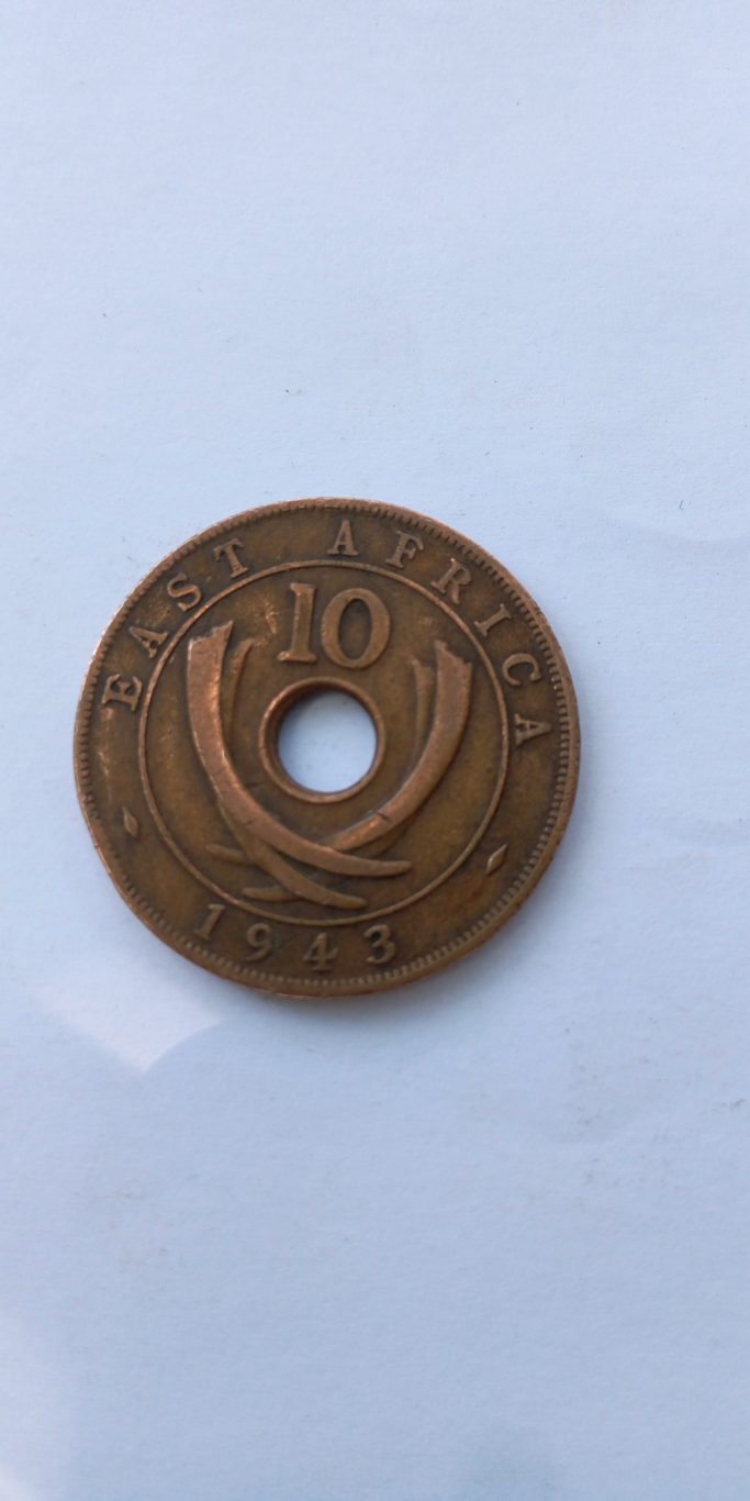 1943 Ten cent British east Africa coin