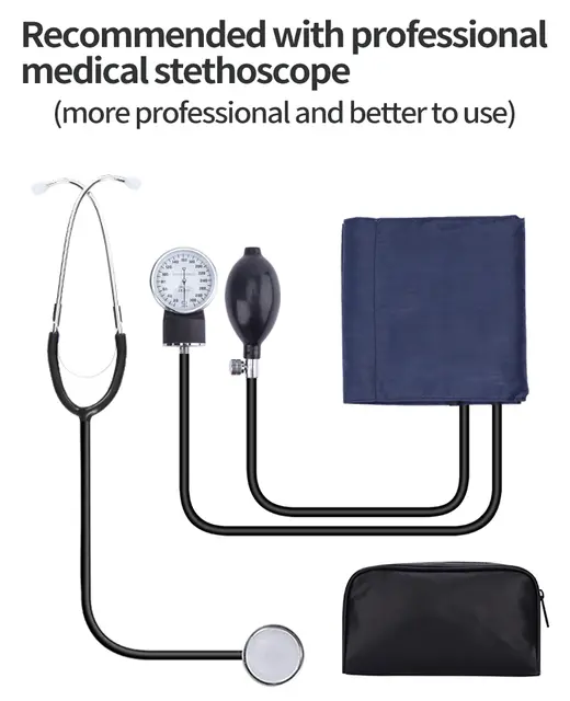 Manual Blood Pressure Monitor Diastolic Medical Doctor Stethoscope Aneroid BP AdultSphygmomanometer Cuff Home Health Monitor: