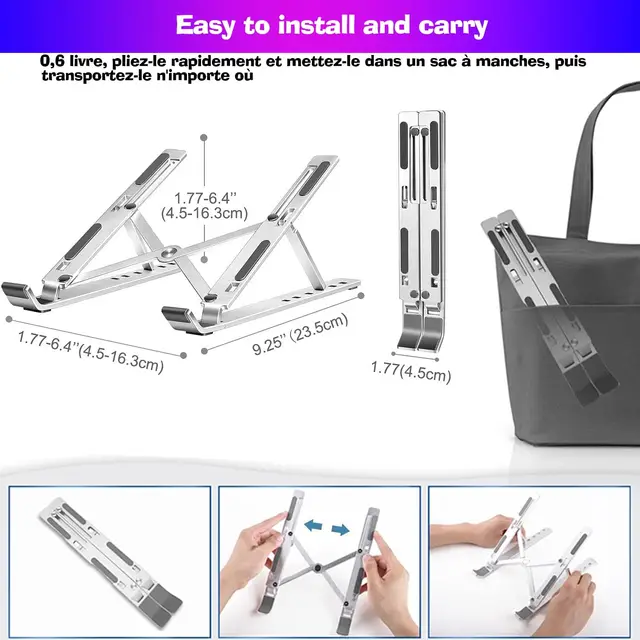 Foldable Laptop Stand Aluminium Alloy Adjustable Laptop Holder Tablet Stand Portable Laptop Stand For Computer
