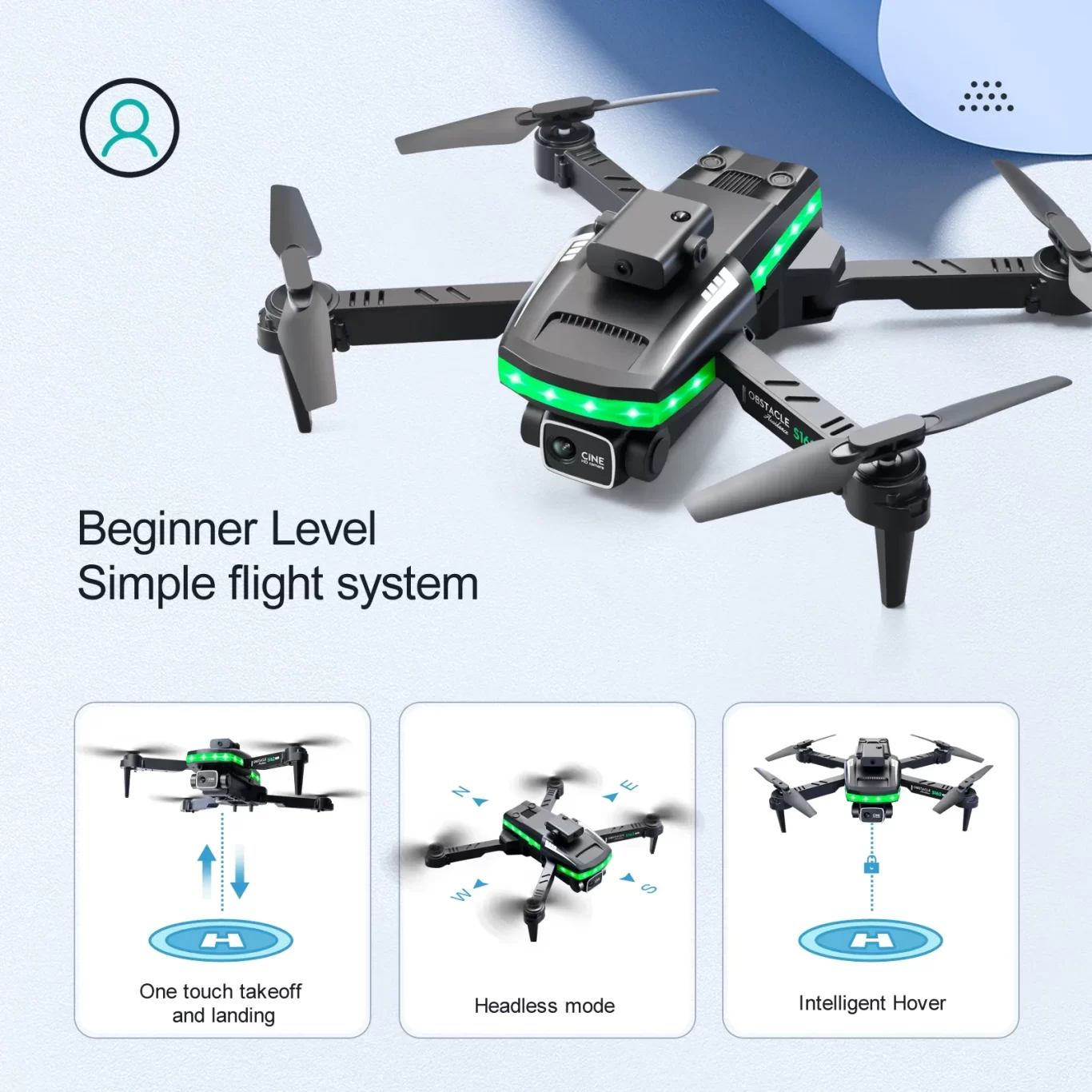 S162 Drone Camera with Remote Control Obstacle avoidance 1200 Mah Mini Drone